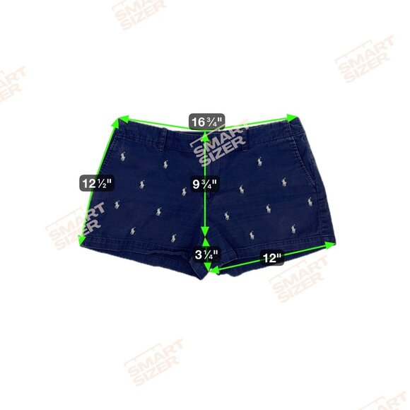 Polo Ralph Lauren Navy Blue Womens All Over Embroidered Pony Chino Shorts Size 8 - Picture 2 of 8